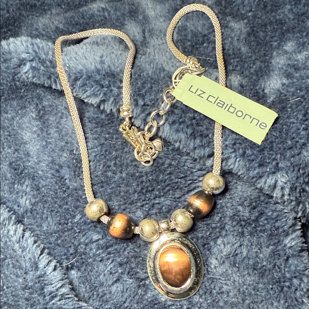 Liz Claiborne silver and Bronze Necklace